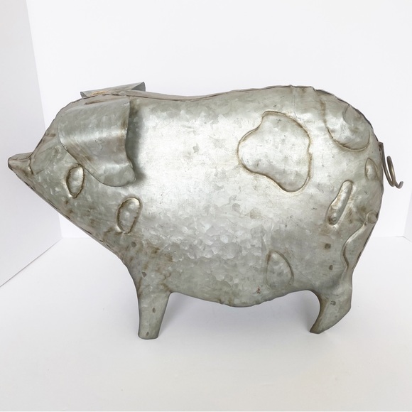 Pig Large Metal Hollow Le Jardin Apropos Home Collection 16.5” MWT Farmhouse - Picture 7 of 12